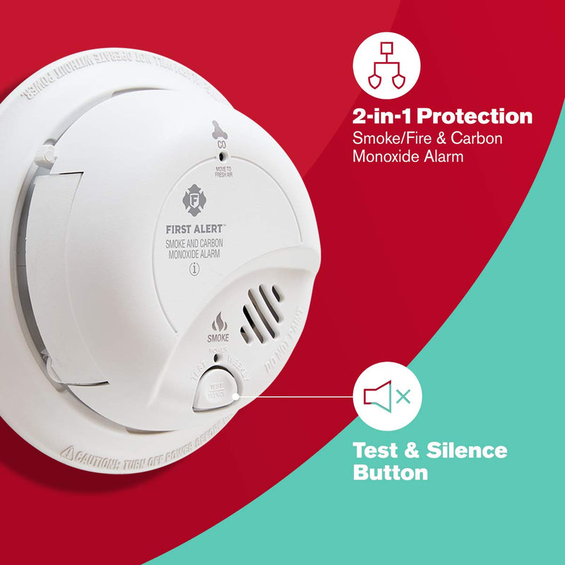 FIRST ALERT BRK SC9120B Hardwired Smoke and Carbon Monoxide (CO) Detector with Battery Backup, 1 pack , White Hardwired Alarm - NewNest Australia