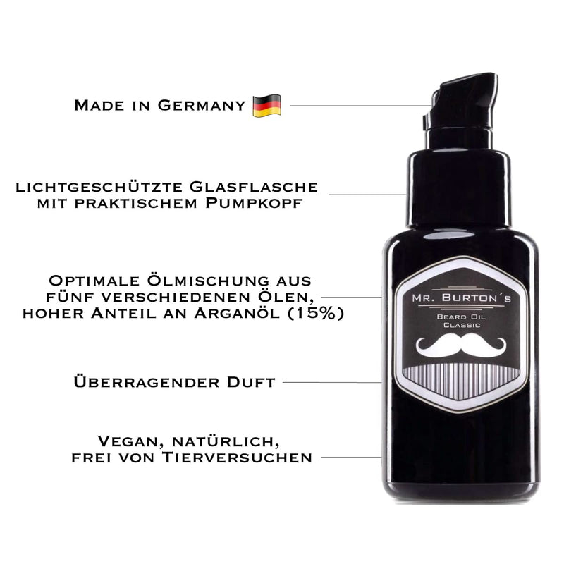 Beard oil for men - Mr. Burton's Beard Oil classic with argan oil - Made in Germany 50ml promotes healthy beard growth - Beard care for men 50 ml (pack of 1) - NewNest Australia