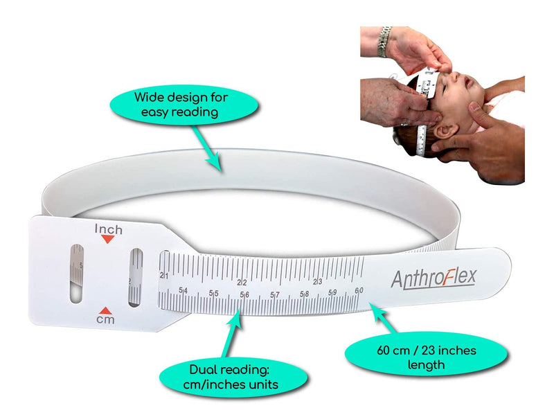 (Pack of 5) AnthroFlex Infant Head Circumference Measuring Tape for Pediatrics, Baby, Babies - Plastic, Reusable, Non-Stretchable with End Insert - Measure OFC Occipital Frontal Circumference - NewNest Australia