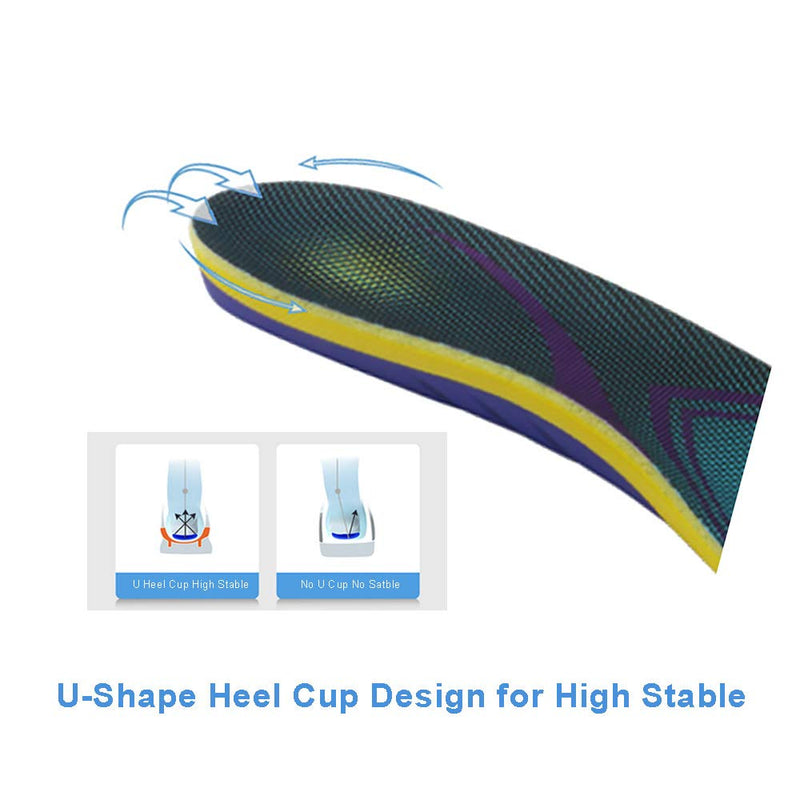 VSUDO Arch Support Plantar Fasciitis Shoe Insole, High Elastic Athletic Running Hiking Insoles for Sneakers/Trainers/Boots, Thick Replacement Pain/Injury Relief Orthotics Inserts for Men or Women -M M: M 5.5-8.5 UK / W 4.5-7.5 UK - NewNest Australia