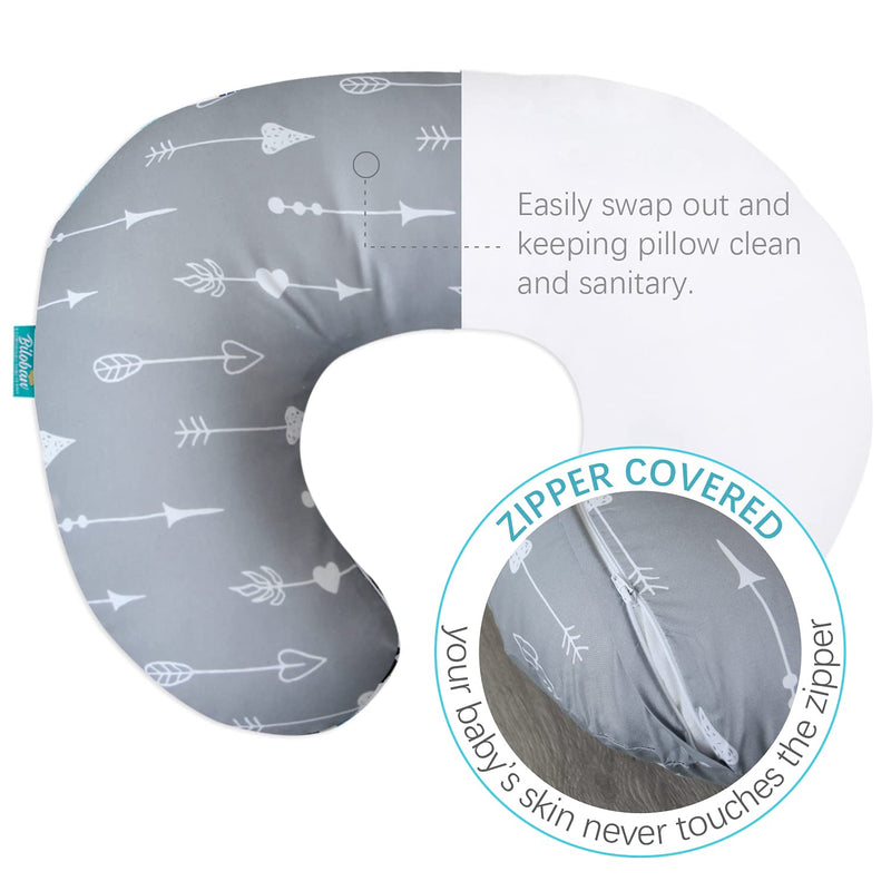 Nursing Pillow Cover for Boppy Pillow 2 Pack Safely with Zipper Cover Ultra Soft & Breathable Breastfeeding/Positioner Slipcover for Baby Boys/Girls Cloud & Arrow - NewNest Australia