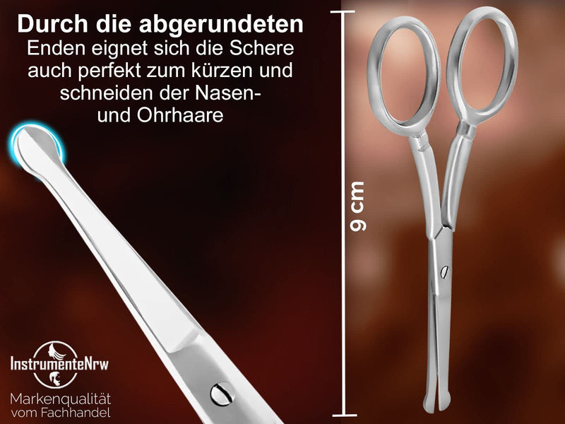 Rounded beard scissors, hair scissors, mustache scissors - 9 cm - stainless steel - straight cutting surface - NewNest Australia