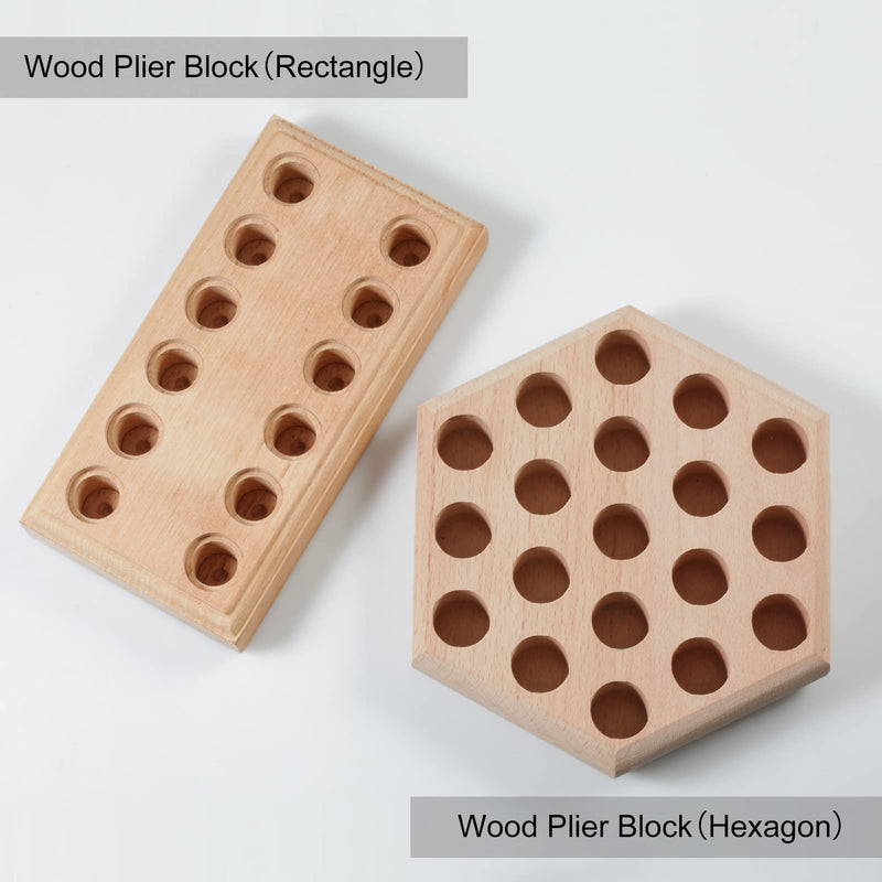LEONTOOL Wood Pliers Block Wooden Plier Organizer Hardwood Pliers Holder Plier Rack with 19 Holes Storage Box Jeweller Hexagon - NewNest Australia