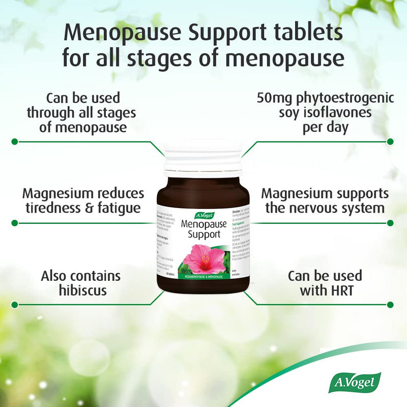 A.Vogel Menopause Support | For Perimenopause, Menopause & Postmenopause Symptoms | Menopause Supplement with Soy Isoflavones, Magnesium & Hibiscus | 60 Tablets 60 Count (Pack of 1) - NewNest Australia