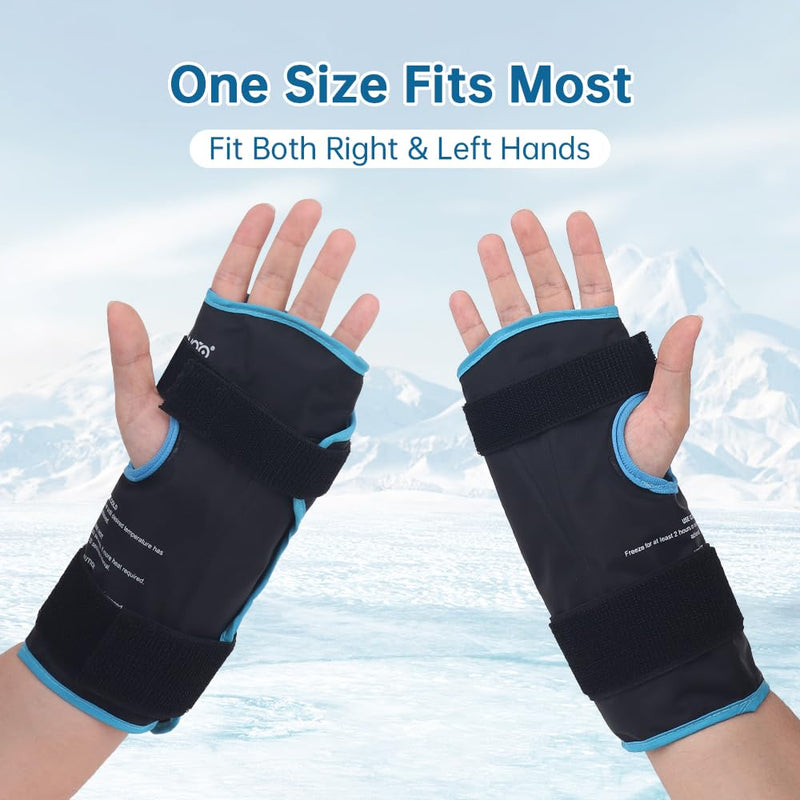 NEWGO Wrist Ice Pack Wrap, Reusable Gel Ice Packs for Hand Injuries, for Carpal Tunnel, Rheumatoid Arthritis, Tendonitis, Sports Injuries, Swelling, Bruises, Sprains (Black) Black - NewNest Australia