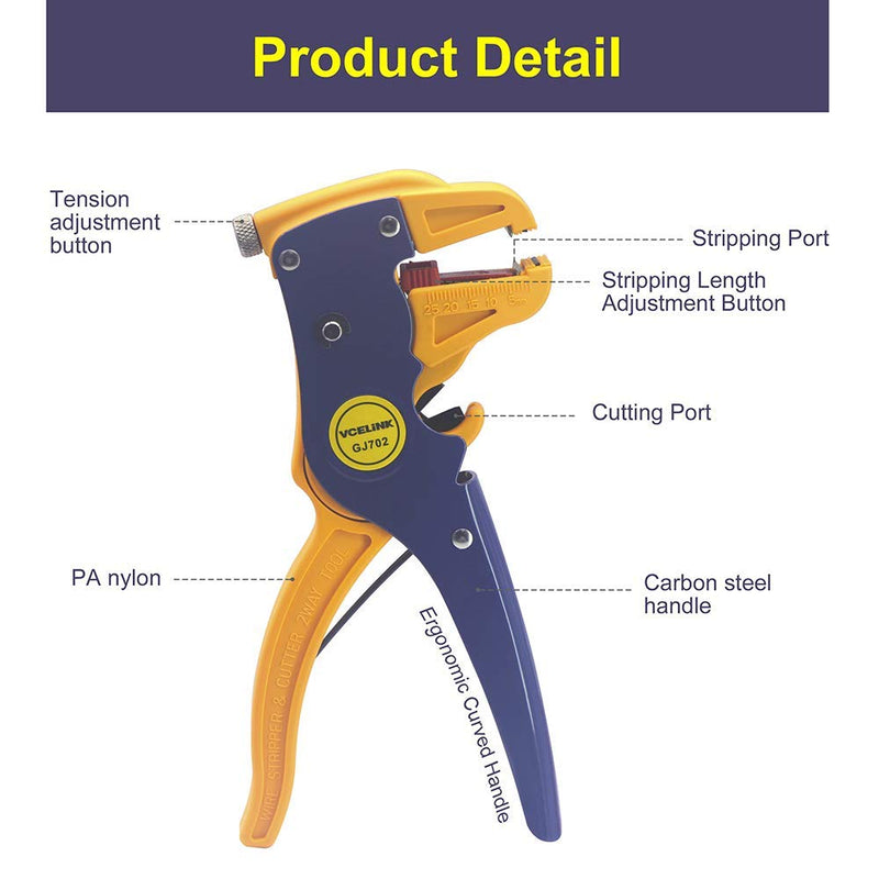 VCELINK Automatic Wire Stripper and Cutter, Professional 2 in 1 Adjustable Automatic Cable Wire Stripper and Cutter&Eagle Nose Pliers - NewNest Australia