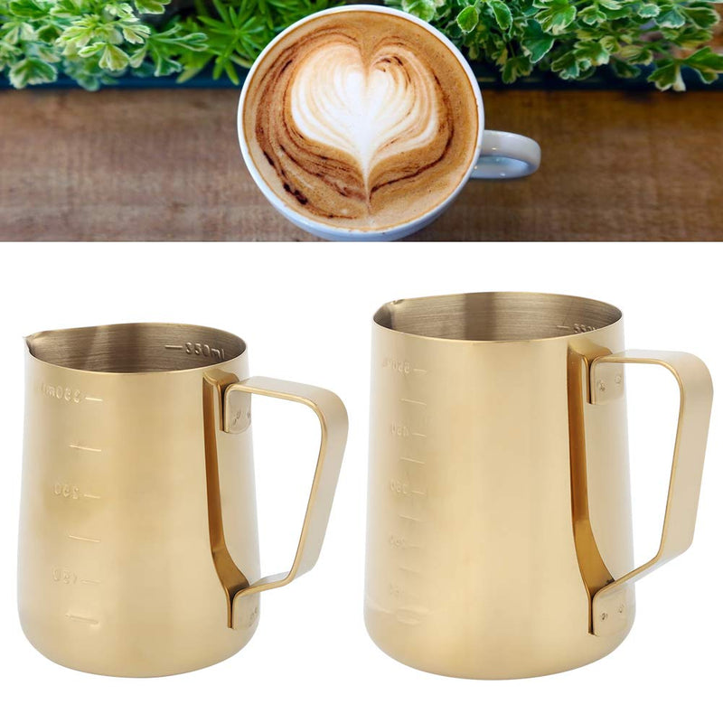 JJ. Accessory Milk Frothing Pitcher 350ML/600ML Stainless Steel Coffee Milk Frothing Cup Pitcher Jug with Scale for Home Coffee Latte Art(350ML) - NewNest Australia