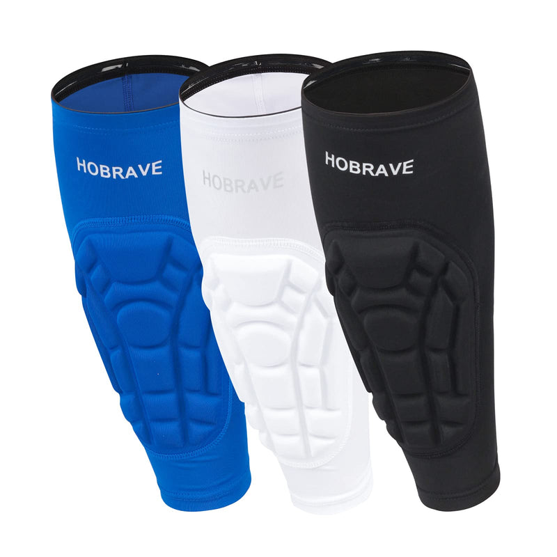 HOBRAVE 2PCS Soccer Shin Guards Padded Calf Compression Sleeves Supports for Shin Splint X-Large Black - NewNest Australia