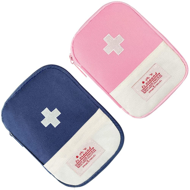 Pack Of 2 Waterproof Medicine Storage Bags, Portable Travel First Aid Kit, Empty First Aid Bag, Travel Pharmacy Waterproof For Office, Travel, Hiking, Camping (Blue, Pink) - NewNest Australia