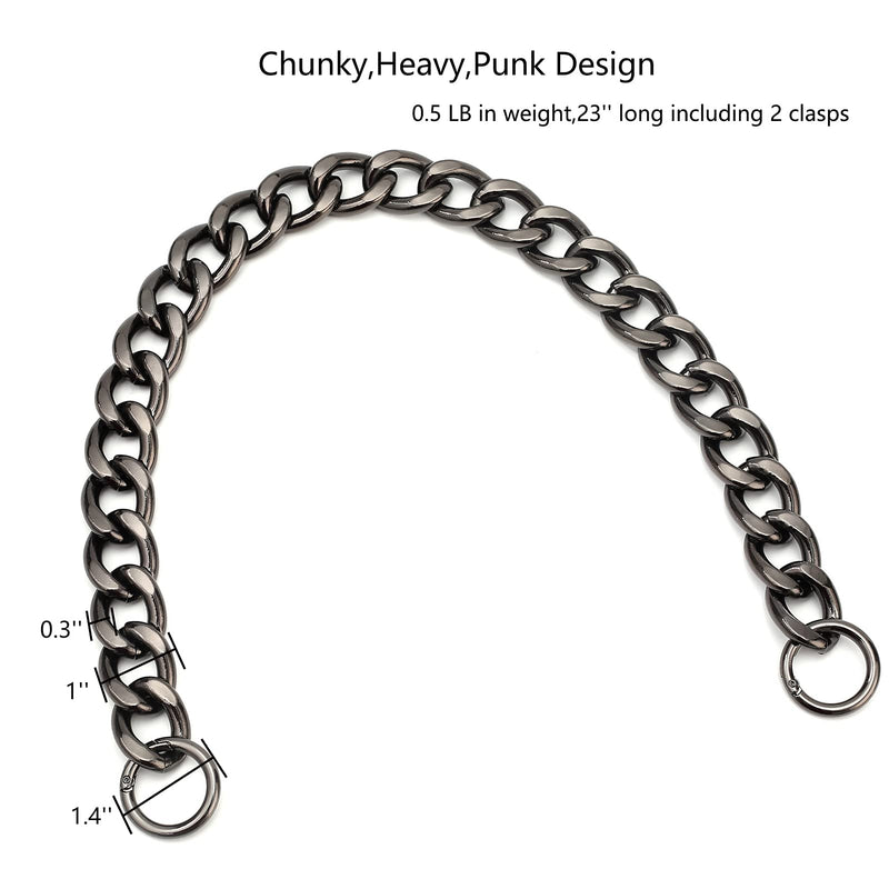 Xiazw DIY Heavy Chunky Aluminum Metal Purse Handle Bag Chain Charms Strap Replacement Handbag Accessories Decoration (Black) Black - NewNest Australia