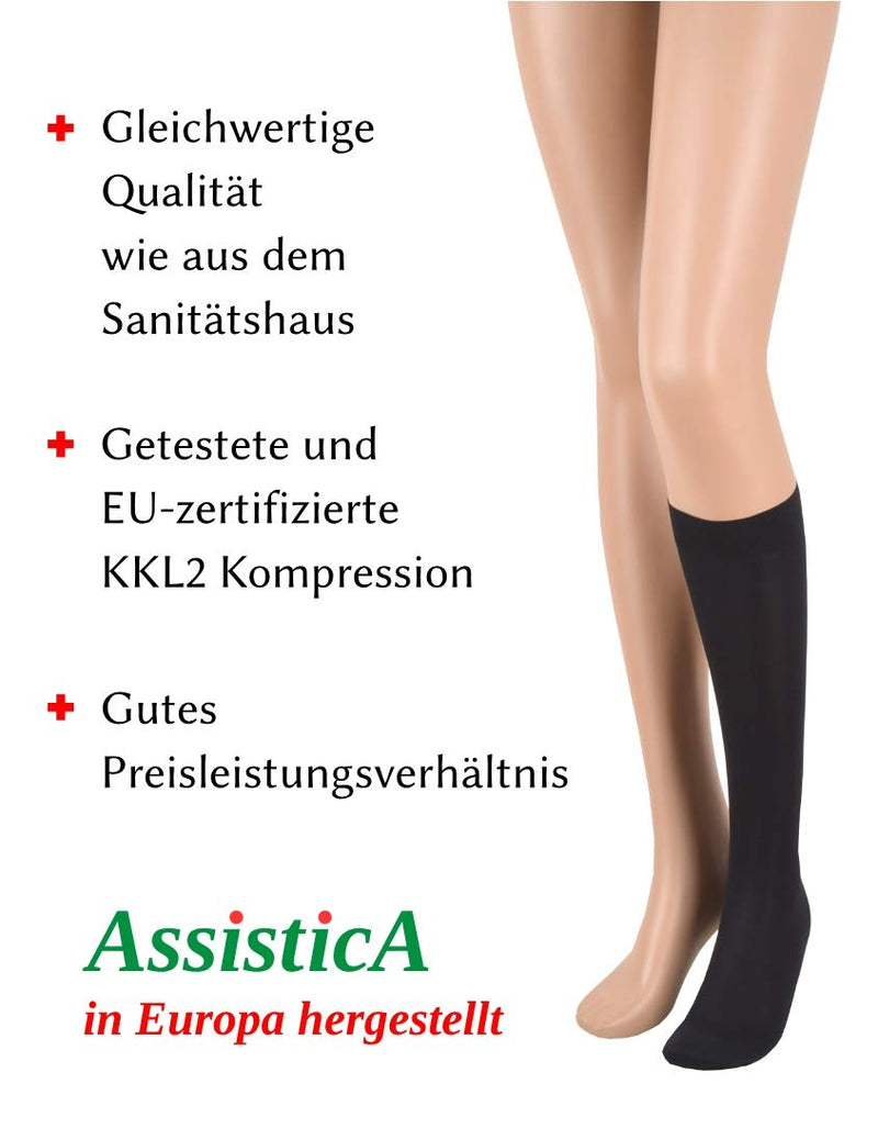 23-32 mmHg ASSISTICA® Medical Compression Stockings with Lace, Class 2 Knee Stockings for Men and Women, Support Stockings with Toe, AD Replacement Stockings (158-170 cm/Small, Beige) 158-170 cm/Small - NewNest Australia