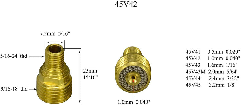 TIG Gas Lens Collet Body 45V42 (0.040" & 1.0mm Orifice) For SR DB WP 9 20 24 25 TIG Welding Torch 5pk - NewNest Australia