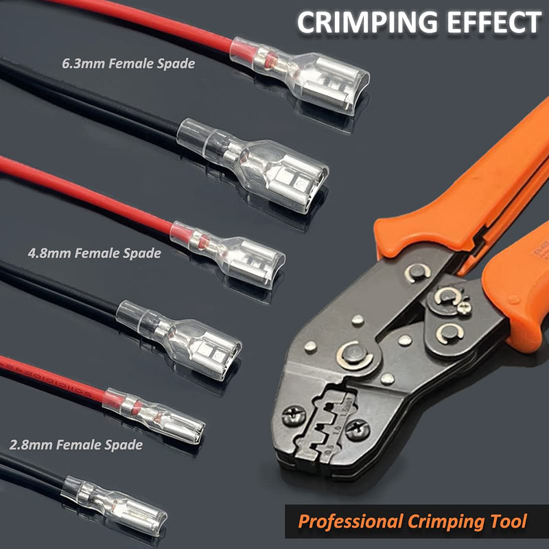 Tnisesm/375Pcs Quick Splice 2.8/4.8/6.3mm Male and Female Wire Spade Connector Wire Crimp Terminal Block with Insulating Sleeve Assortment Kit for Car Audio Speaker Electrical Wiring TN-T02 - NewNest Australia