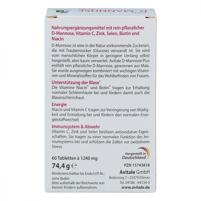 D-Mannose Plus 2000 mg tablets with vitamins and minerals 60 pieces - NewNest Australia