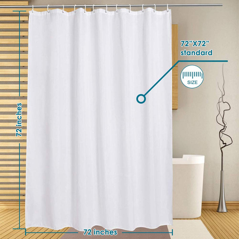 LanMeng Solid Fabric Shower Curtain Liner, Comes with 12 Hooks, White White Fabric 72-by-72 inches (standard) - NewNest Australia