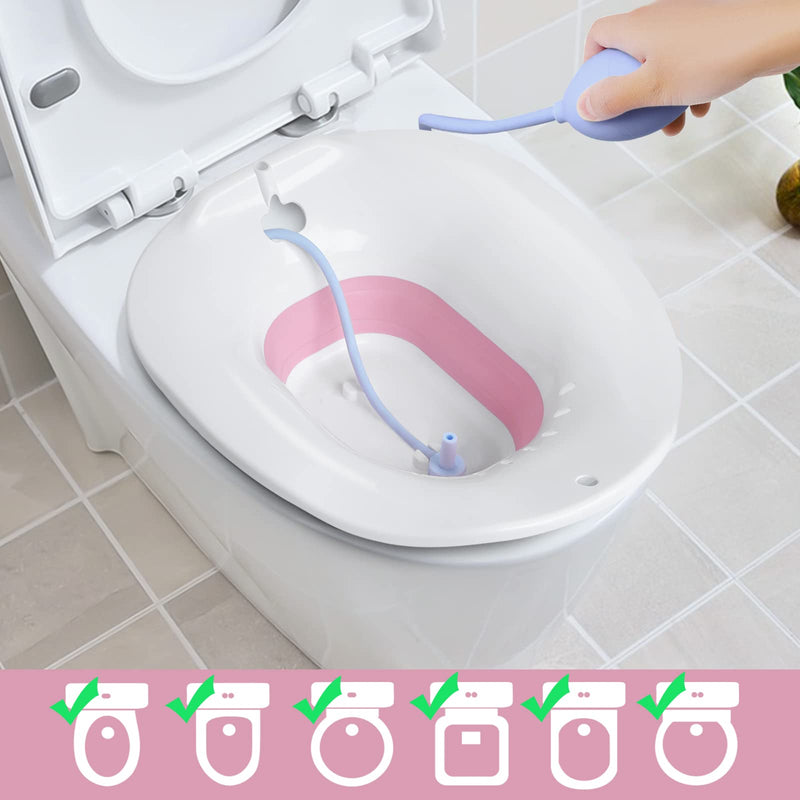 Foldable Sitz Bath for Toilet Seat with Flusher, Sitz Basin for Hemorrhoids,Postpartum Care, Perineum Treatment, Cleansing & Detox,Yoni Steam Seat Fits Standard Toilets,Vaginal/Anal Soaking Steam Kit Sitz Bath With Flusher - NewNest Australia