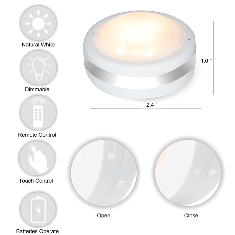 Puck Lights With Remote, Starxing Wireless Led Puck Lights Battery Operated, Led Puck Lights With Remote Control, Led Under Cabinet Lighting, Dimmable Closet Light Battery Powered (Natural White 6PK) - NewNest Australia