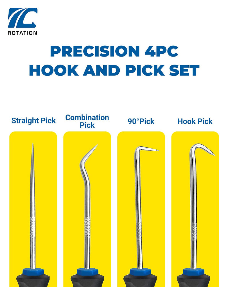 Precision Hook and Pick Set, 4 Piece Set, Chrome Vanadium Steel Shaft, for Remove Hoses and Gaskets | Blue - NewNest Australia