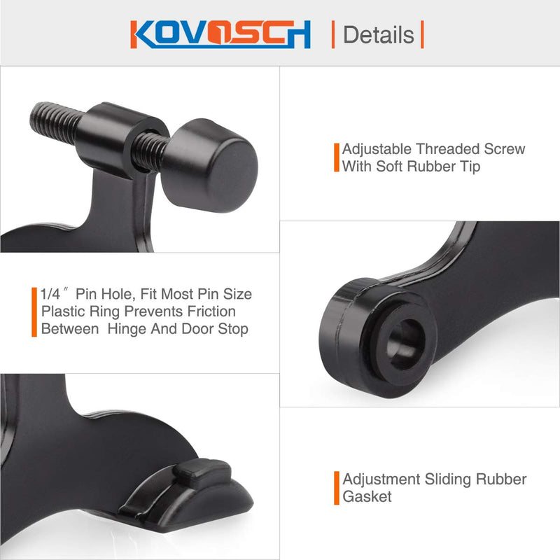 KOVOSCH 6 Pack Hinge Pin Door Stopper Black - Adjustable Heavy Duty Hinge Pin Door Stop with Black Rubber Bumper Tips - NewNest Australia