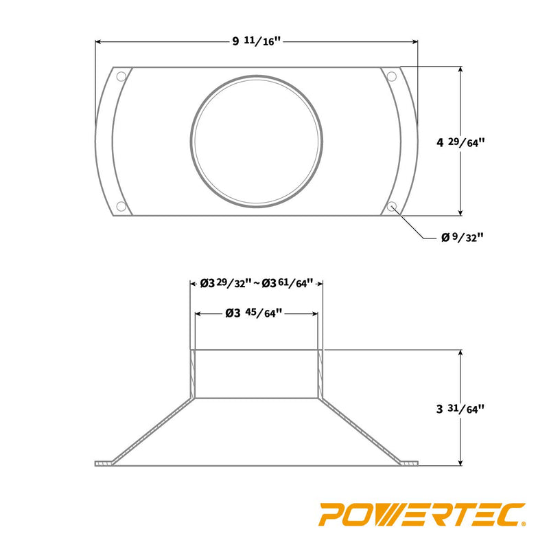 POWERTEC 70150 Rectangular Dust Hood for 4-Inch Hose - NewNest Australia