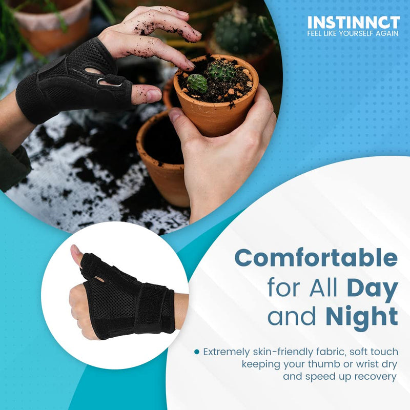 INSTINNCT Wrist Thumb Support Brace for Men & Women, Fully Adjustable Thumb Brace with Thumb Flexible Support for Thumb & Hand Discomfort, Fatigue, Fits Both Right Hand and Left Hand Black(Single) One Size - NewNest Australia