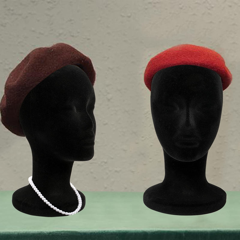 Foraineam 2 Pack Black Styrofoam Mannequin Head, 12 Inch Female Manikin Foam Heads, Wig Holder Hats Glasses Hairpieces Display Stand - NewNest Australia