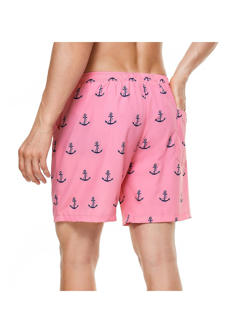 Century Star Mens Swim Trunks Quick Dry Swim Shorts Beachwear for Men Summer Holiday Medium 01 Pink Anchor - NewNest Australia
