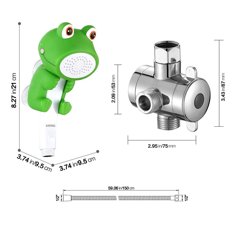 KAIYING Children's Handheld Shower Head,Cartoon Water Flow Spray Shower Head Baby Kids Toddler Bath Play Bathing Toys (J:Showerhead(Froggie)+Hose+Diverter) - NewNest Australia