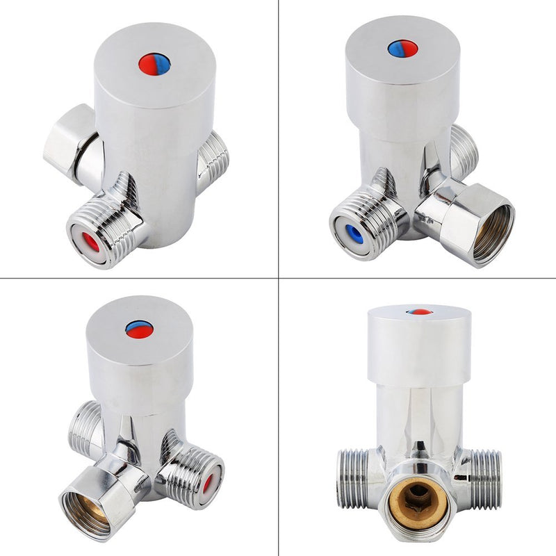 G1/2 Hot Cold Water Mixing Valve Solid Brass Thermostatic Mixer Temperature Control for Bathroom Automatic Sensor Touchless Faucet - NewNest Australia