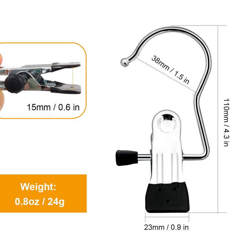 Coideal Portable Laundry Hook Boot Clips/Stainless Steel Hanging Clothes Pins, 8 Pack Closet Organizer Hangers Clip Travel Home Clothing Trouser Hanger for Pants, Shoes, Towel, Socks (Black) Black - NewNest Australia