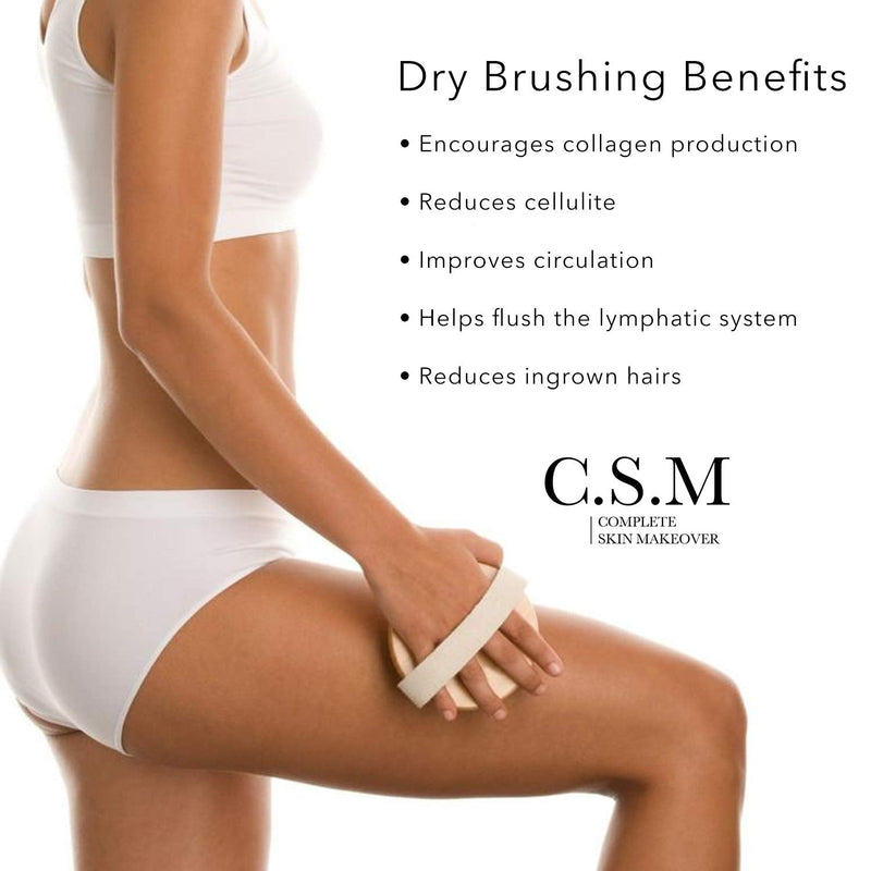 CSM Dry Body Brush For Beautiful Skin - Solid Wood Frame & Boar Hair Exfoliating Brush To Exfoliate & Soften Skin, Improve Circulation, Stop Ingrown Hairs, Reduce Acne and Cellulite - NewNest Australia