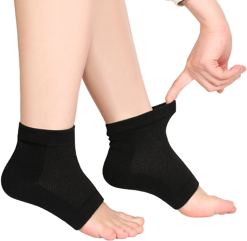 Moisturizing Socks,3 Pairs, Soft Ventilate Gel Heel Socks Open Toe Socks for Dry Hard Cracked Skin Moisturizing Day Night Care Skin (Black, Regular Size) Black - NewNest Australia