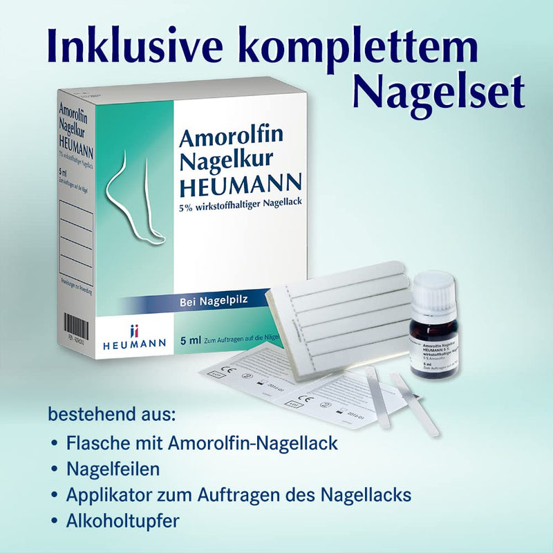 Amorolfin nail treatment HEUMANN: 5% active ingredient nail polish for the treatment of nail fungus, nail set with polish, files, applicator, swab, 3 ml 3 ml (pack of 1) - NewNest Australia