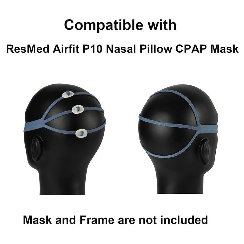 Upgraded Airfit P10 Headgear CPAP, 2-Pack Replacement Headgear Compatible with ResMed Airfit P10 Nasal Pillow CPAP Mask Straps Included 2 Elastic Straps and 6 Adjustment Clips, Blue - NewNest Australia