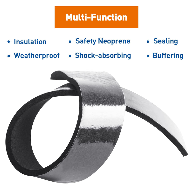 MAGZO Weather Stripping 1 inch W X 1/8 inch T, Wide Foam Tape for Air Conditioner Insulation 33 Feet (16.5ft x 2 Rolls) 1in * 1/8in * 33FT - NewNest Australia