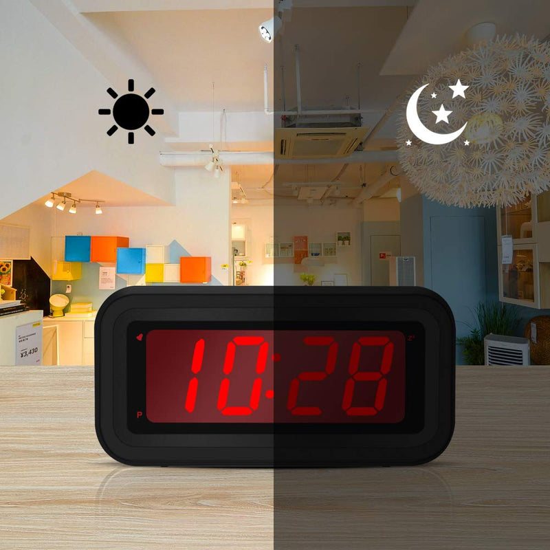 NewNest Australia - EUTUKEY Digital Alarm Clock Battery Operated Only, 4pcs AA Batteries Keep Cordless Clock Running More Than 1 Year, 4" Red LED Jumbo Display, for Bedroom, Kids, Travel, Bedside, Shelf 