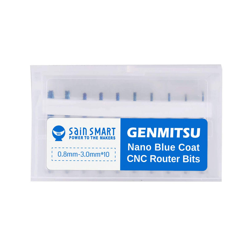 SainSmart Genmitsu 10Pcs Nano Blue Coat End Mill CNC Router Bits, 0.8-3mm, 1/8" Shank 0.8-3.0mm Set - NewNest Australia