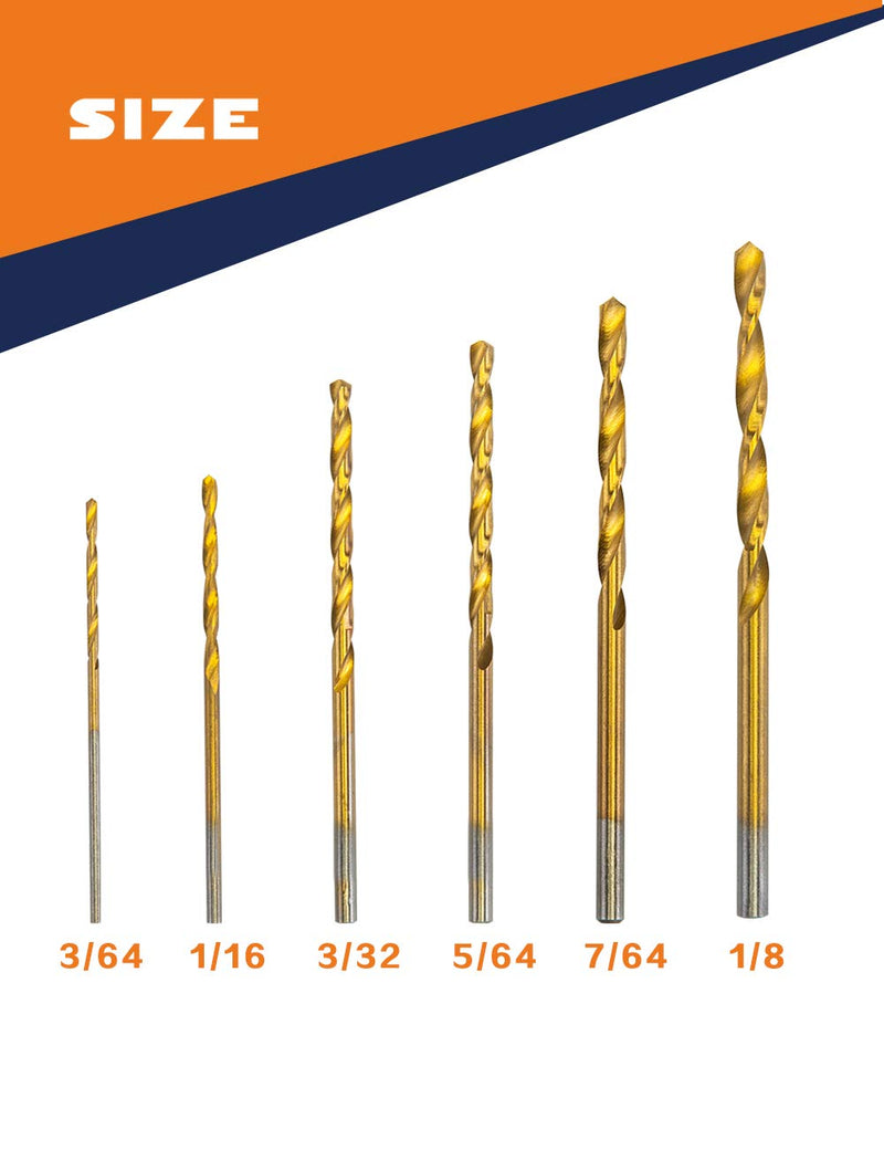 INTOO Mini Drill Bit Set 60 Pcs+12 Pcs Free High Speed Steel HSS Titanium Micro Drill Bits 3/64"-1/8" Metal,Plastic,Wood Drill Bit Sets Small Drill Bit. Random Delivery of New & Old Packaging. - NewNest Australia