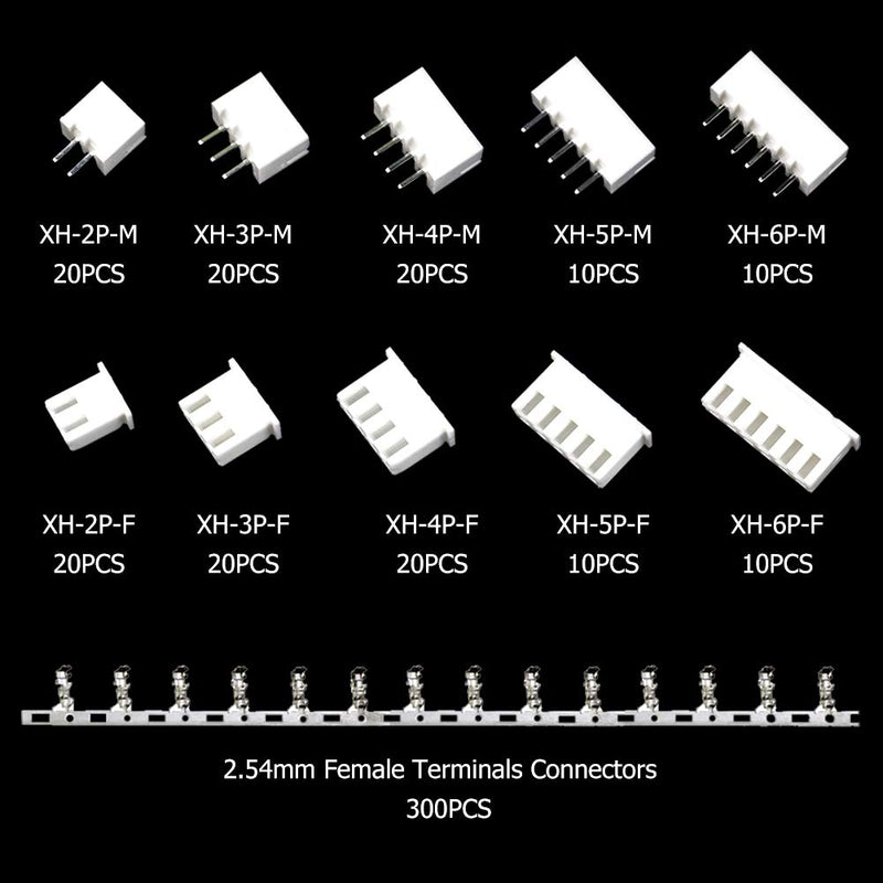 GeeBat 460pcs 2.54mm JST-XH Connector Kit with 2.54mm Female Pin Header and 2/3 / 4/5 / 6 Pin Housing Connector Adapter Plug (JST Connector Kit) - NewNest Australia