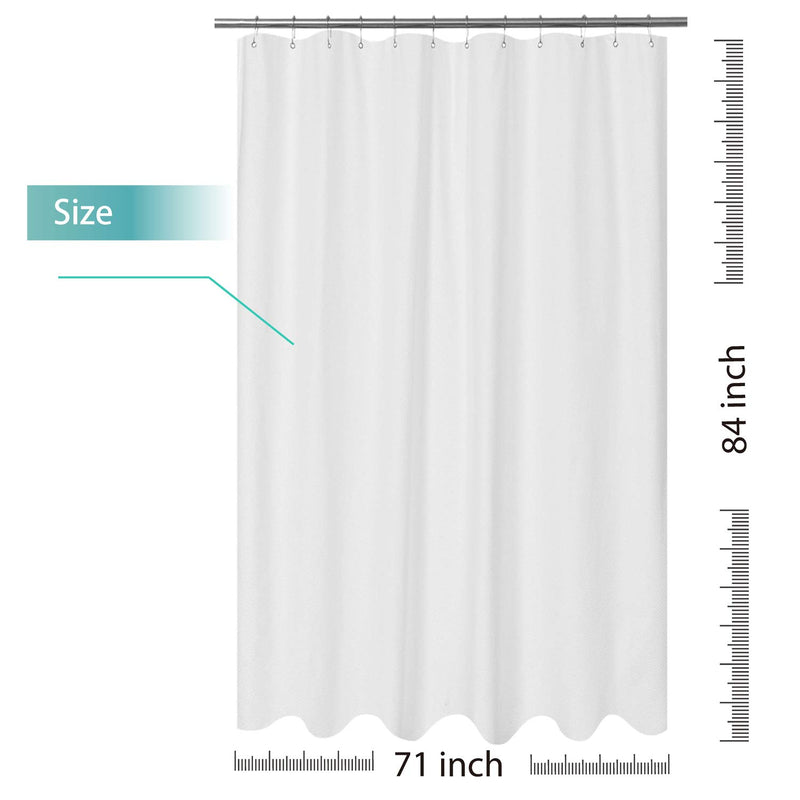 Embossed Microfiber Fabric Extra Long Shower Curtain Liner 84 inches Length, Soft & Lightweight, Washable and Water Repellent, White 71"x84"(Extra Long) - NewNest Australia