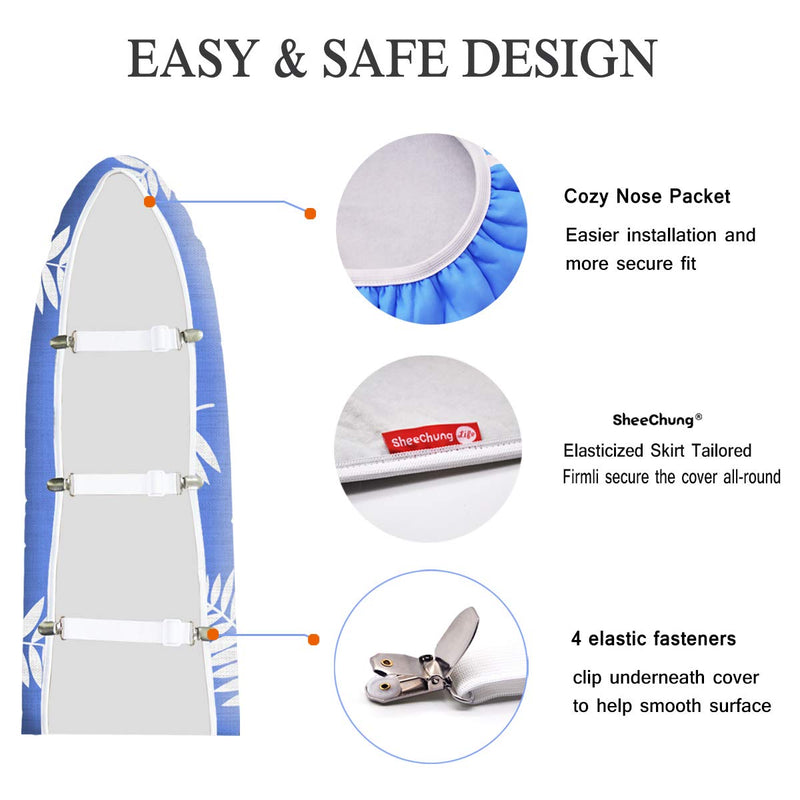 SheeChung 12x42 Inch Ironing Board Cover and Pad - 100% Cotton and Heavy-Duty,Snugfit Over-The-Door & Built in Wall Ironing Board Cover Replacement Pad/Cover 12”x42” - NewNest Australia