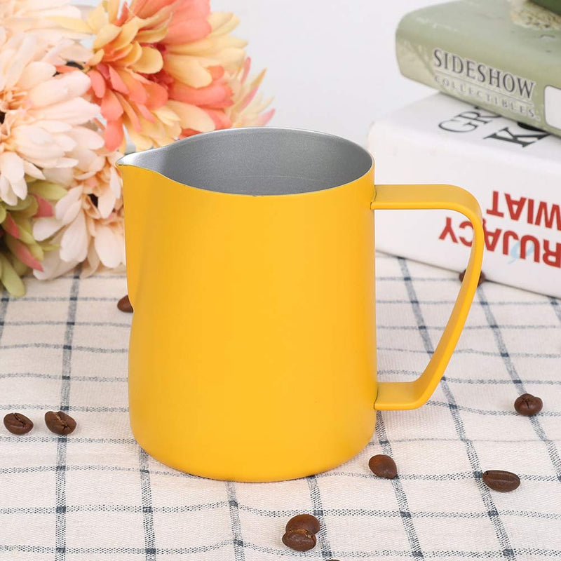 Coffee Latte Cup, Stainless Steel Milk Frothing Jug Frother Coffee Latte Container Cup Coffee Utensils 350ml (Yellow) Yellow - NewNest Australia