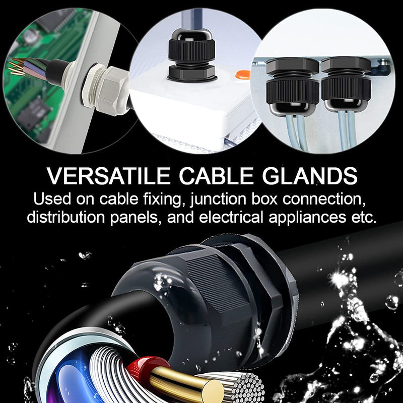 LeMotech 5 Pack NPT 1-1/4" Cable Glands Waterproof Adjustable 24-32mm Cable Connectors Black Nylon Joints with Gaskets 1-1/4inch 5-pack - NewNest Australia