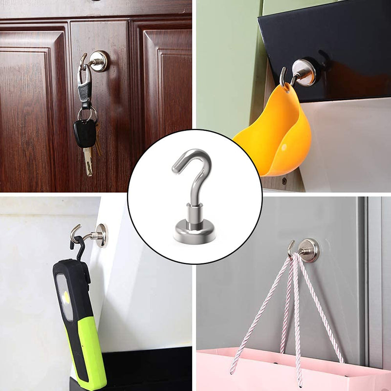 THCMagorilla Magnetic Hooks Strong Neodymium Rare Earth Magnet Hooks for BBQ Fridge Cruise Keys Refrigerator whiteboard Kitchen Indoor Hanging Coat and Office 22LBS Silver Pack of 15 E16 15 packs - NewNest Australia