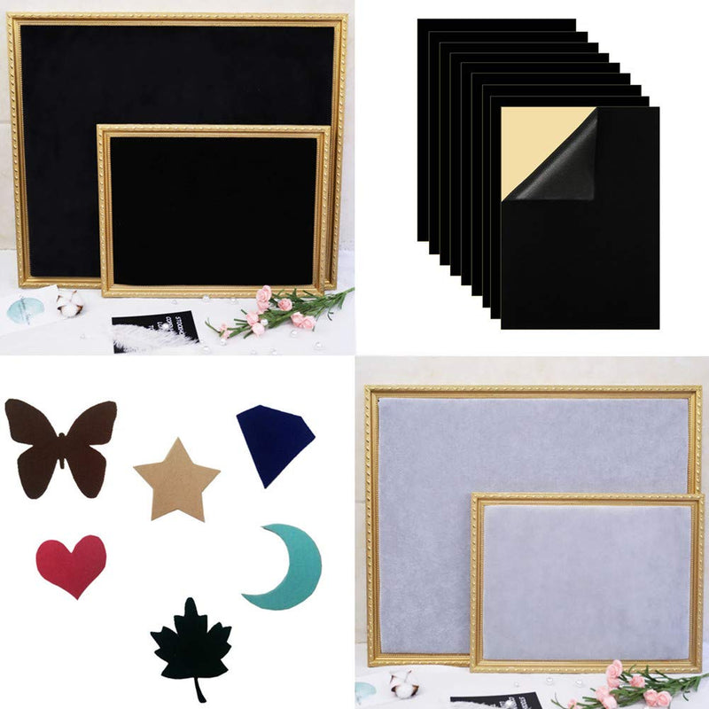 Mesheshe 10PCS Self Adhesive Felt Fabric, Soft Velvet Drawer Liner, DIY Velvet Fabric for Art & Crafts, Jewelry Box Felt Liner, A4 Size (8.3" x 11.8", Black) - NewNest Australia