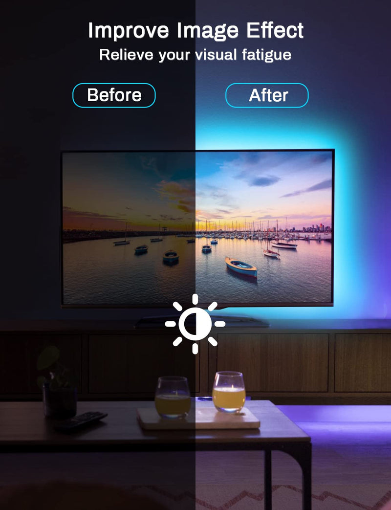 LED Lights for TV Led Backlight, 13.1ft RGB Led Strip Lights for TV Behind, MATICOD USB Led Light Strip for 45-75in TV with Bluetooth Smart App Remote Control Music Sync, RGB 5050 Multicolor - NewNest Australia