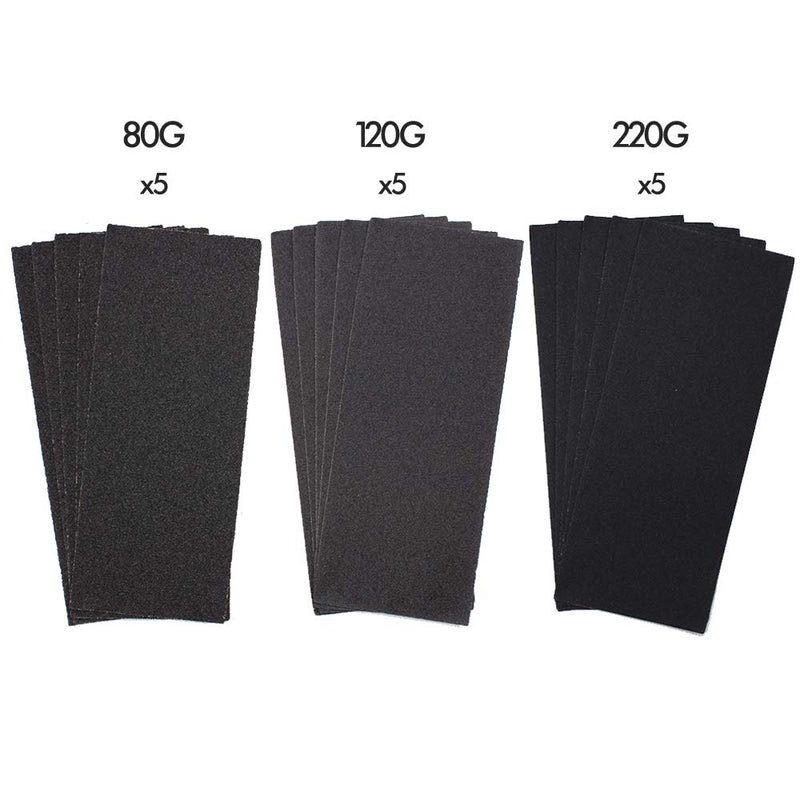 Annietfr 80 Grit 120 grit 220 Grit Assorted Grit Sandpapers for Wood Furniture Finishing, Metal Sanding and Automotive Polishing, 9 x 3.6 Inch Dry or Wet Sanding sheets (15 pcs) 15 pcs sandpapers - NewNest Australia