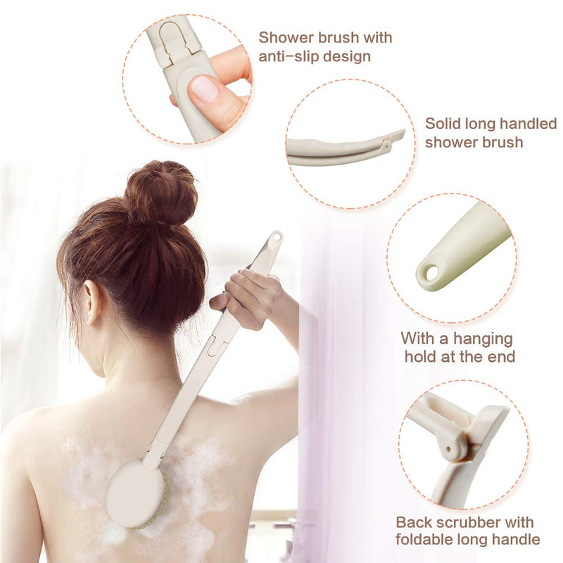 3 in 1 Back Scrubber for Shower, Back Cream Applicator with Long Handled Sponge, Heads Pumice Stone, Loofah Back Scrubbers for Use in Shower, Body Brush for Exfoliating or Dry Skin Brushing One size White - NewNest Australia