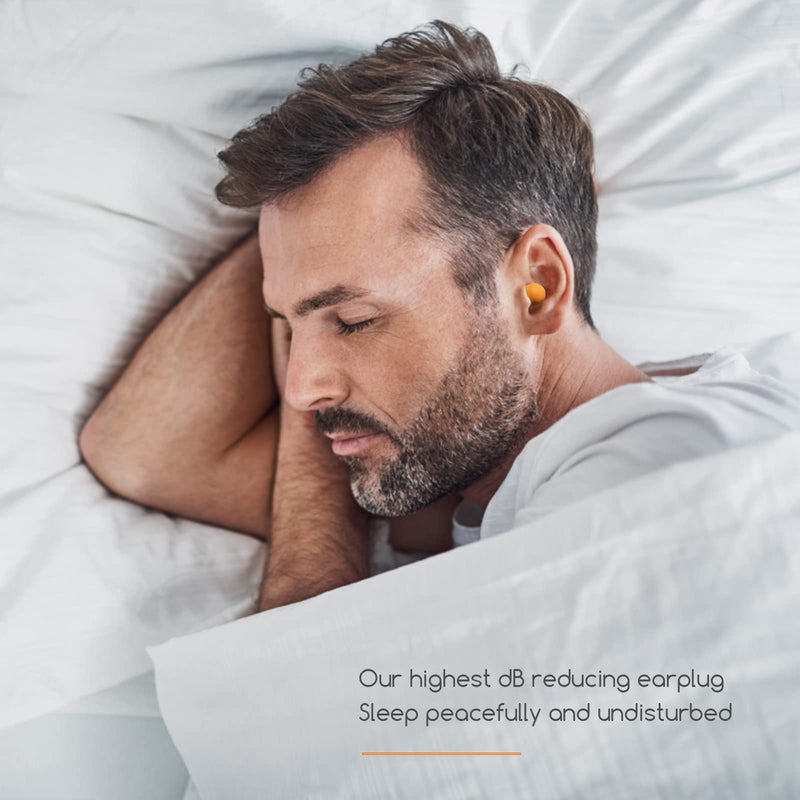 Super Soft Ear Plugs For Sleeping, 38Db Highest Snr 60 Pairs, Ear Plugs For Sleeping With Aluminum Carry Case, For Snoring, Learning, Travel, Concerts, Loud Sounds (Orange) - NewNest Australia