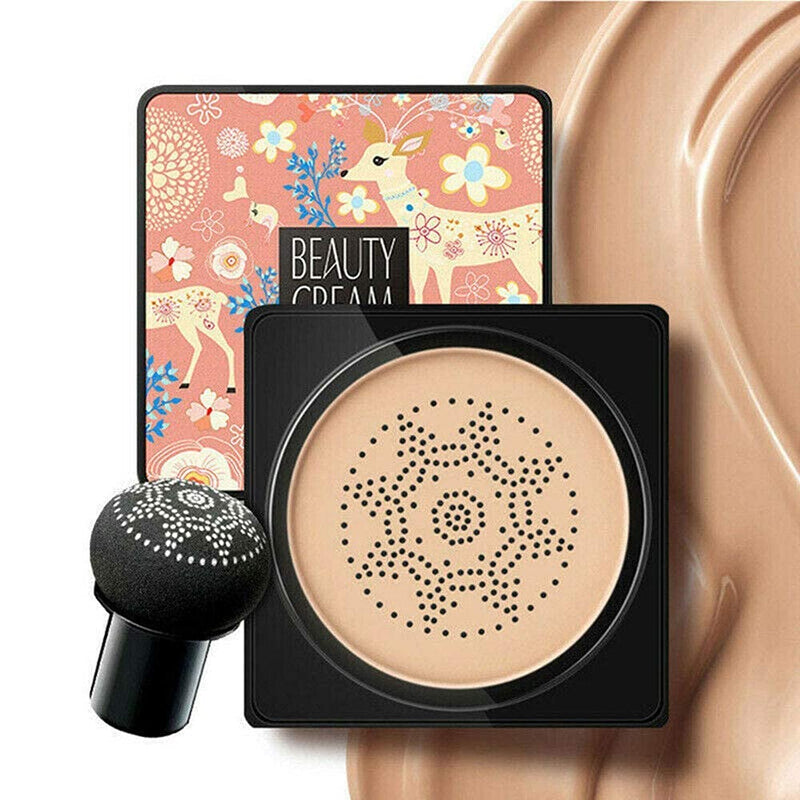 Mushroom Head Air Cushion Foundation CC Cream Water Feeling Flawless BB Cream Moisturizing Oil Control, Lightweight & Smoothing Natural Concealer (Natural) - NewNest Australia